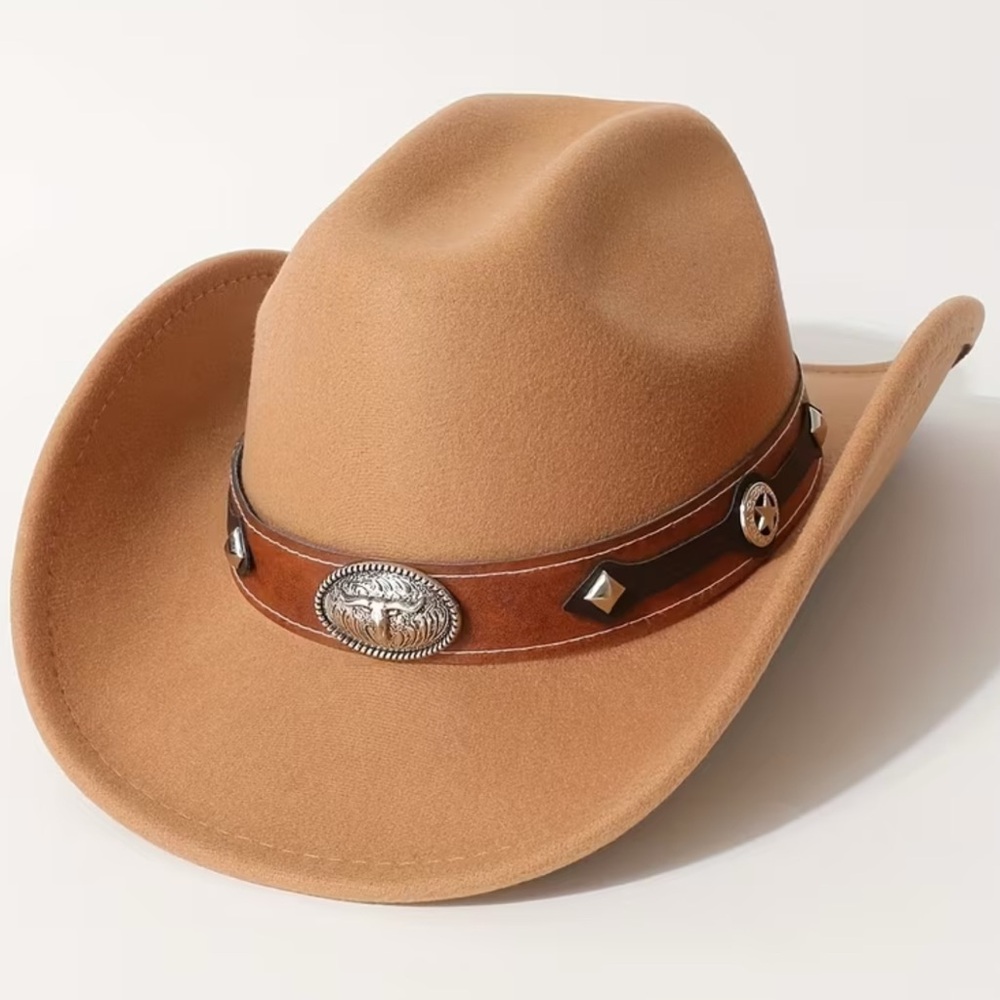 Tan Western Cowboy Hat with Decorative Band